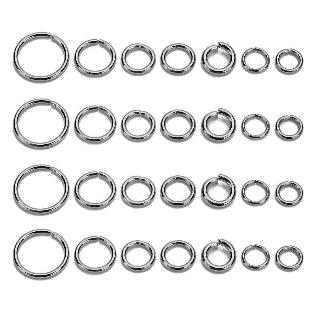 50 Stainless steel jump rings 3mm to 16mm, all gauges