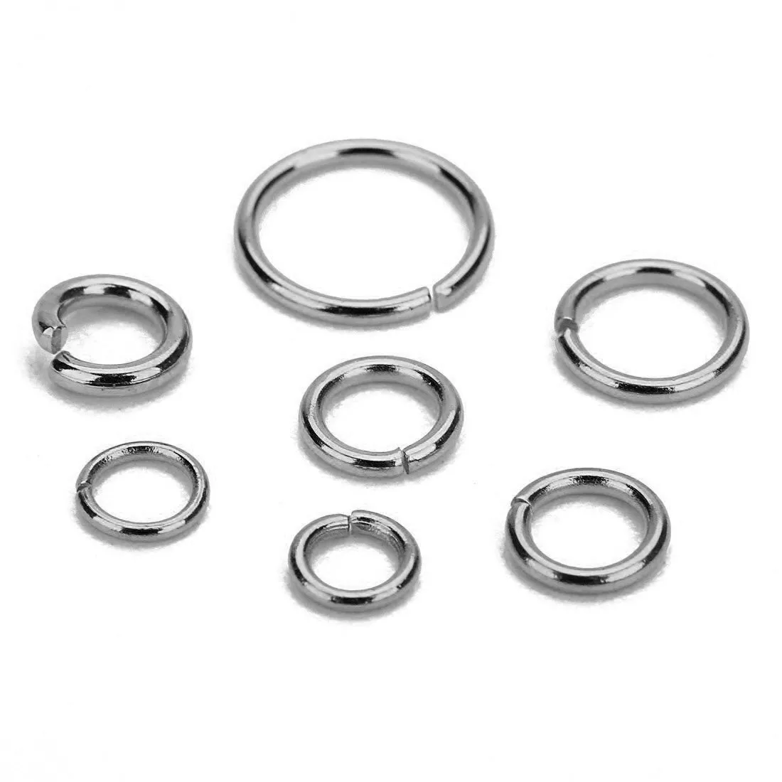 50 Stainless steel jump rings 3mm to 16mm, all gauges