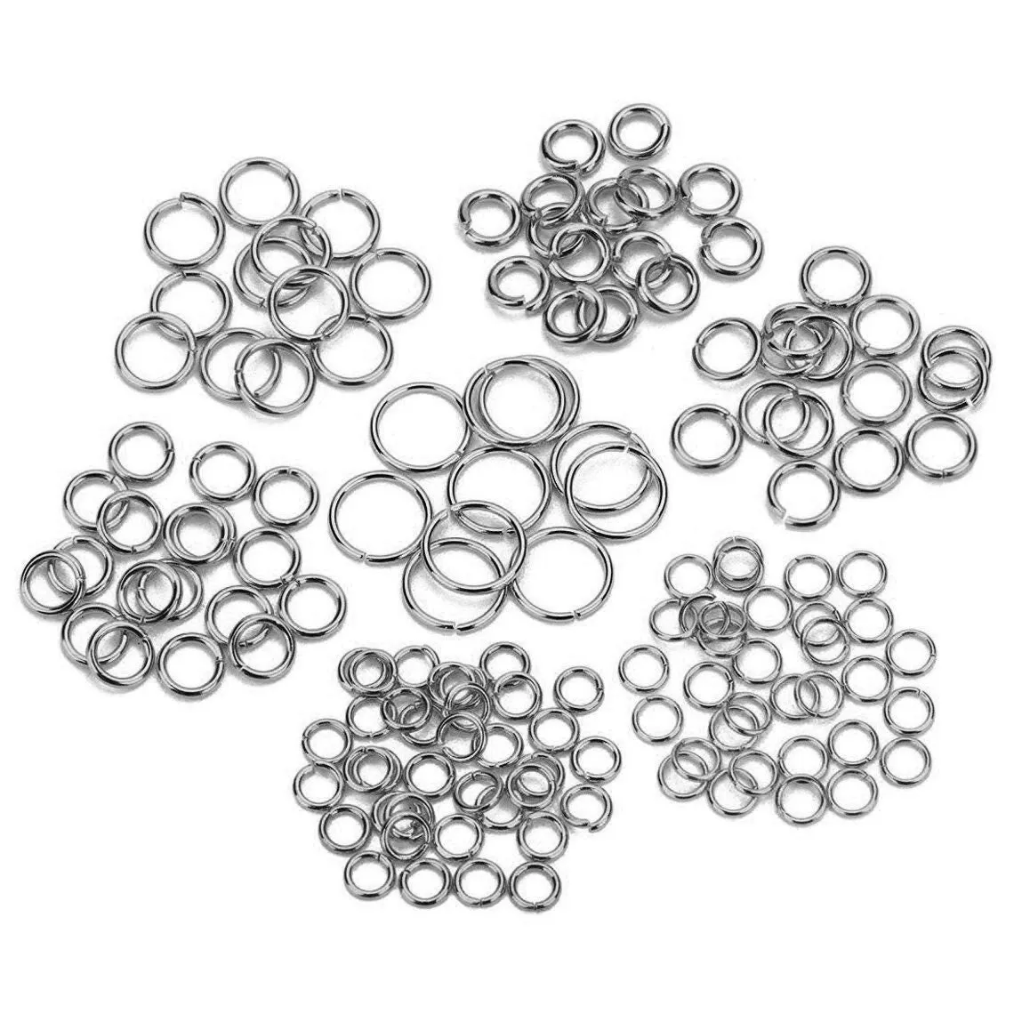 50 Stainless steel jump rings 3mm to 16mm, all gauges