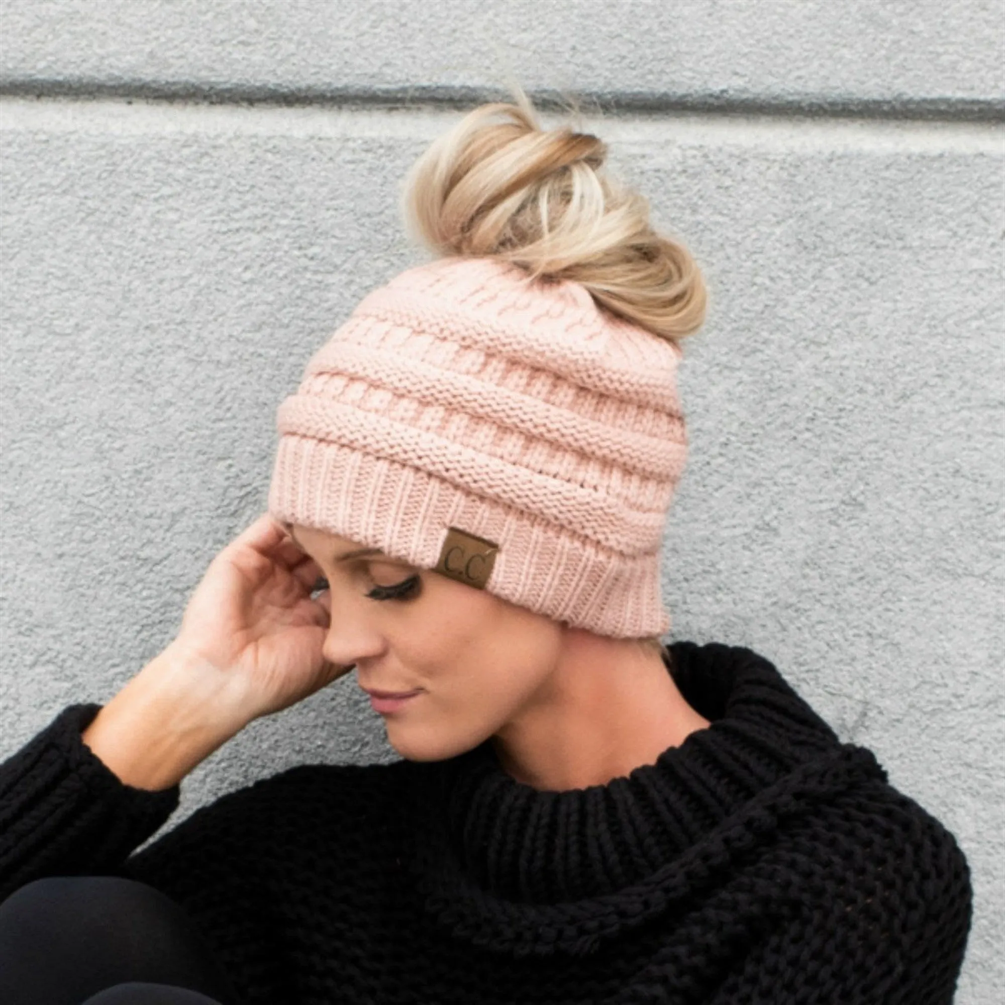 CC Messy Bun Adults Teen Size Ponytail Beanies Hats