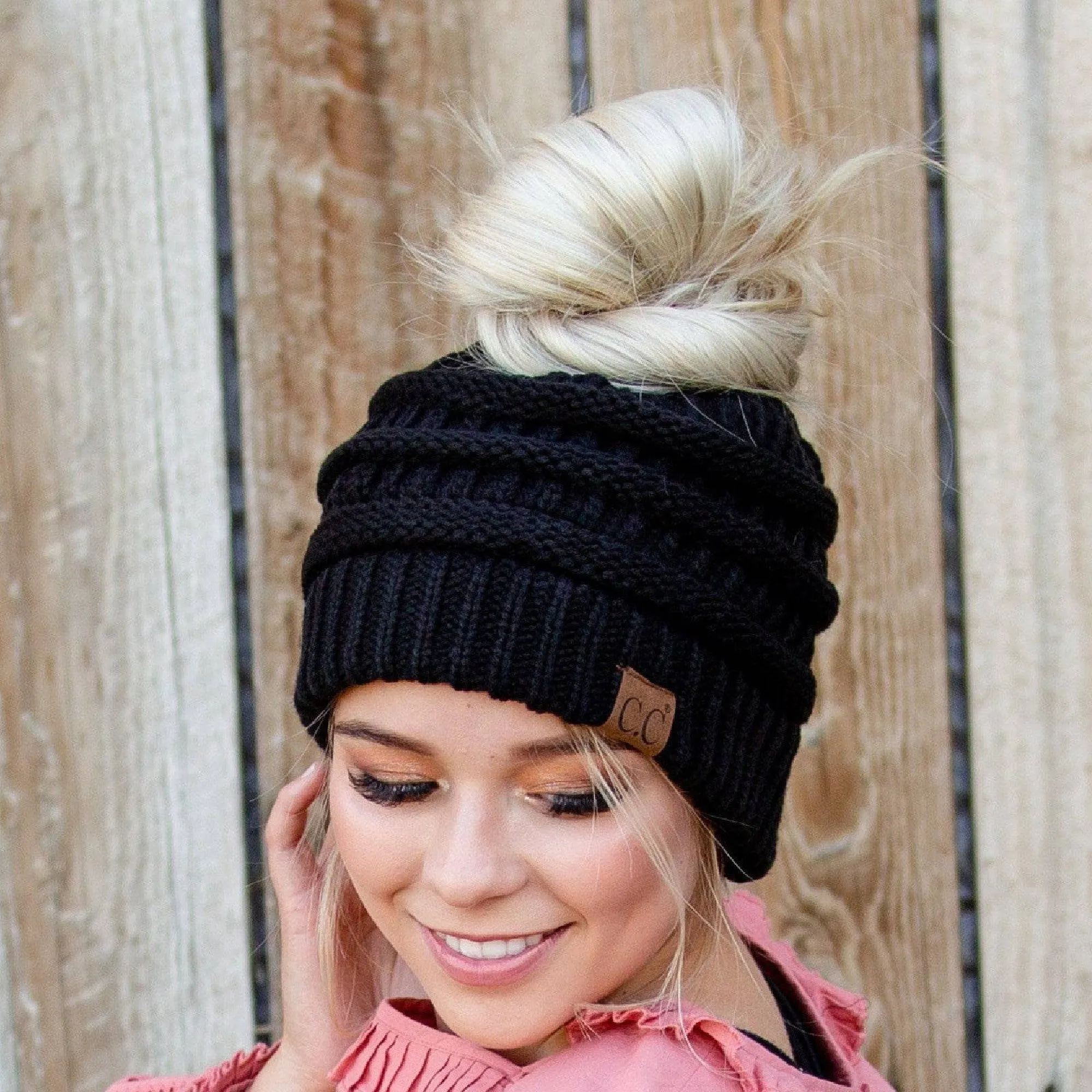 CC Messy Bun Adults Teen Size Ponytail Beanies Hats