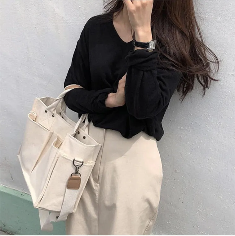 Christmas Gift casual canvas large capacity tote women handbags designer wide strap shoulder crossbody bags lady shopper bag female big purses