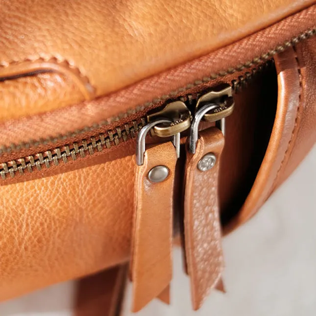 Cool Ladies Brown Leather Backpack Purse Small Rucksack For Women