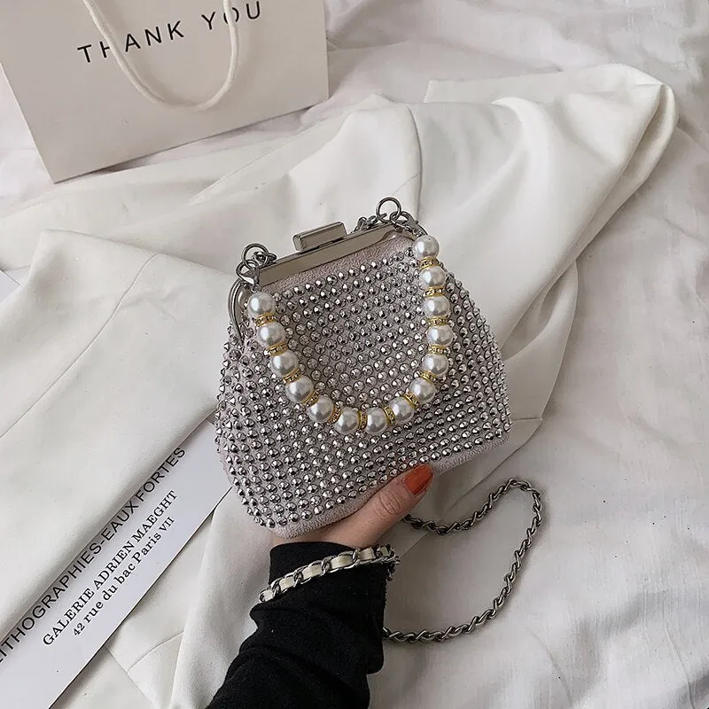 Diamond Shell Bag Pearl Tote Bag 2021 Summer New High-quality PU Leather Women's Designer Handbag Chain Shoulder Messenger Bag