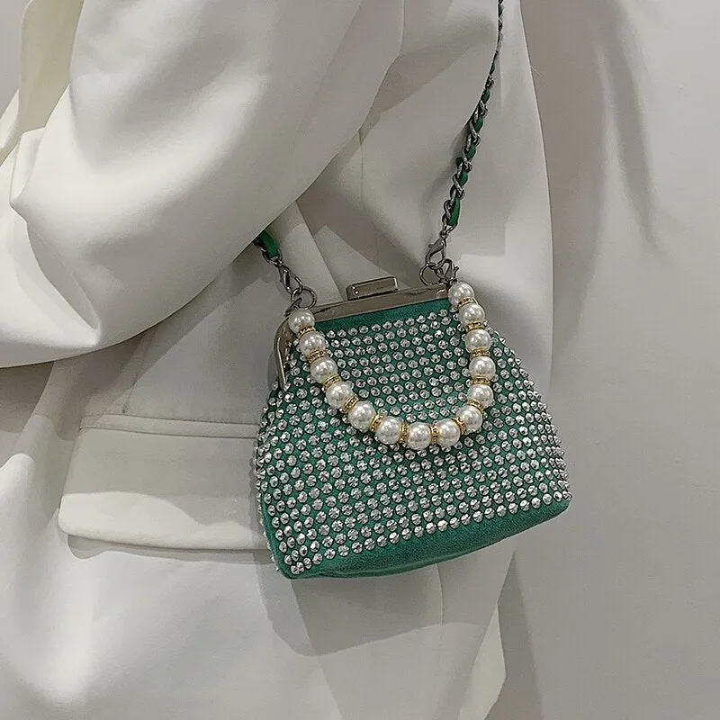 Diamond Shell Bag Pearl Tote Bag 2021 Summer New High-quality PU Leather Women's Designer Handbag Chain Shoulder Messenger Bag