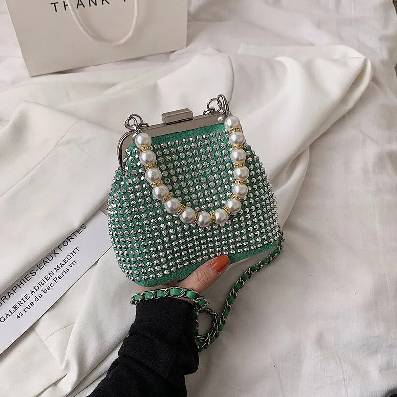 Diamond Shell Bag Pearl Tote Bag 2021 Summer New High-quality PU Leather Women's Designer Handbag Chain Shoulder Messenger Bag