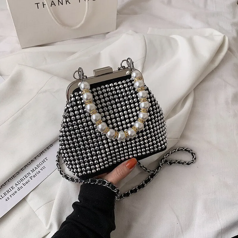 Diamond Shell Bag Pearl Tote Bag 2021 Summer New High-quality PU Leather Women's Designer Handbag Chain Shoulder Messenger Bag