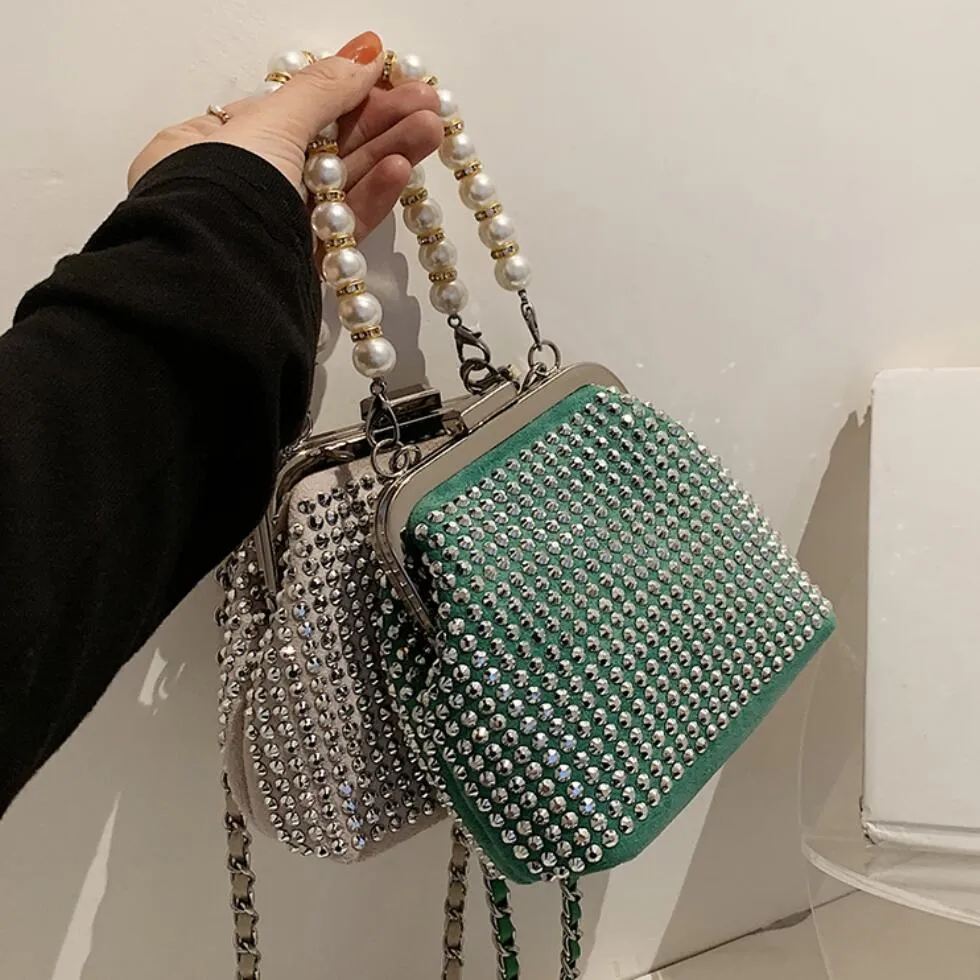 Diamond Shell Bag Pearl Tote Bag 2021 Summer New High-quality PU Leather Women's Designer Handbag Chain Shoulder Messenger Bag