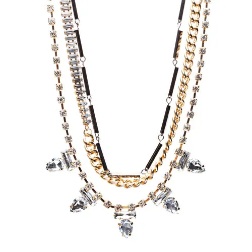 Fascinating Style Crystal Rhinestone Multi Layer Tear Drop Necklace N78 Clear