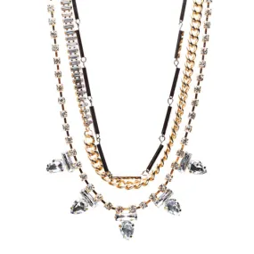 Fascinating Style Crystal Rhinestone Multi Layer Tear Drop Necklace N78 Clear