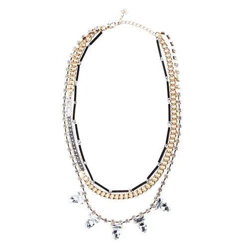 Fascinating Style Crystal Rhinestone Multi Layer Tear Drop Necklace N78 Clear