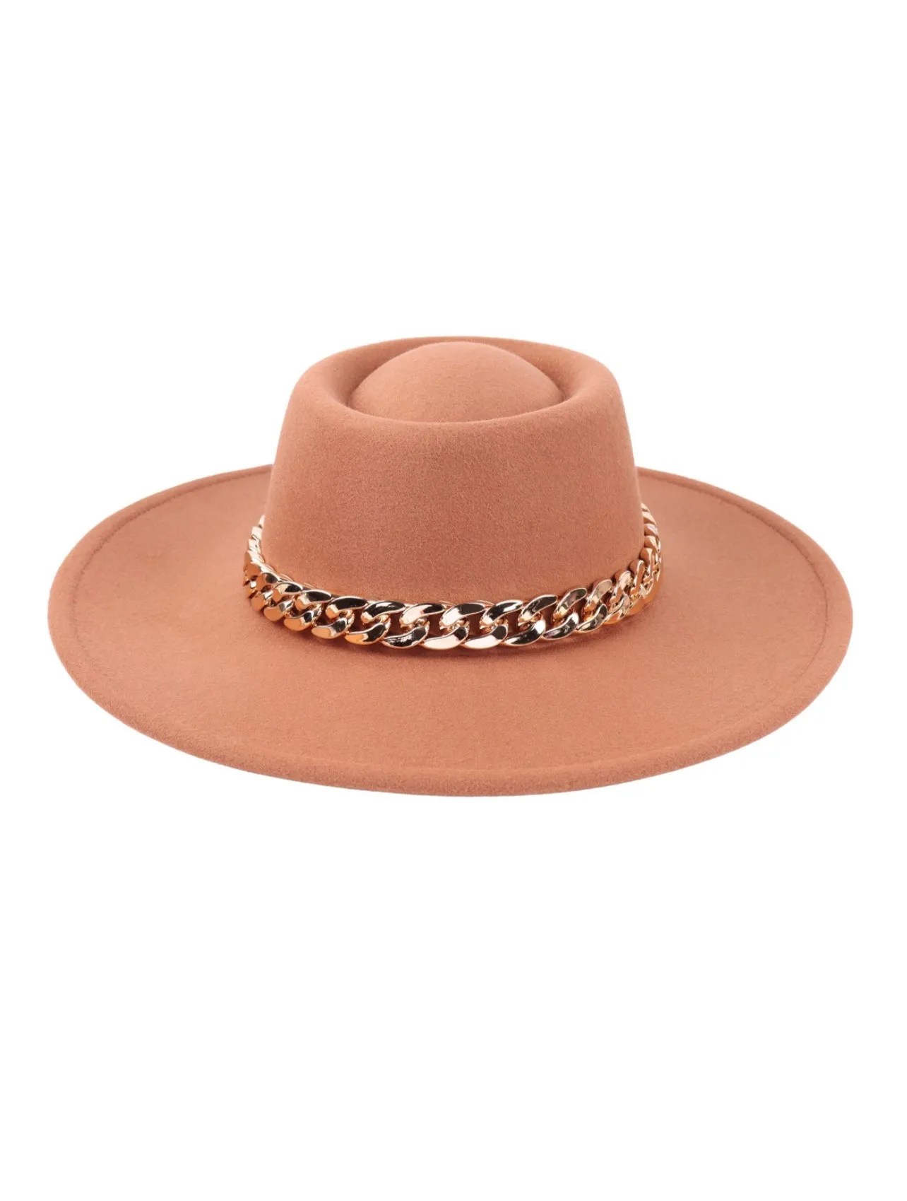 Felt fedora hat with chain