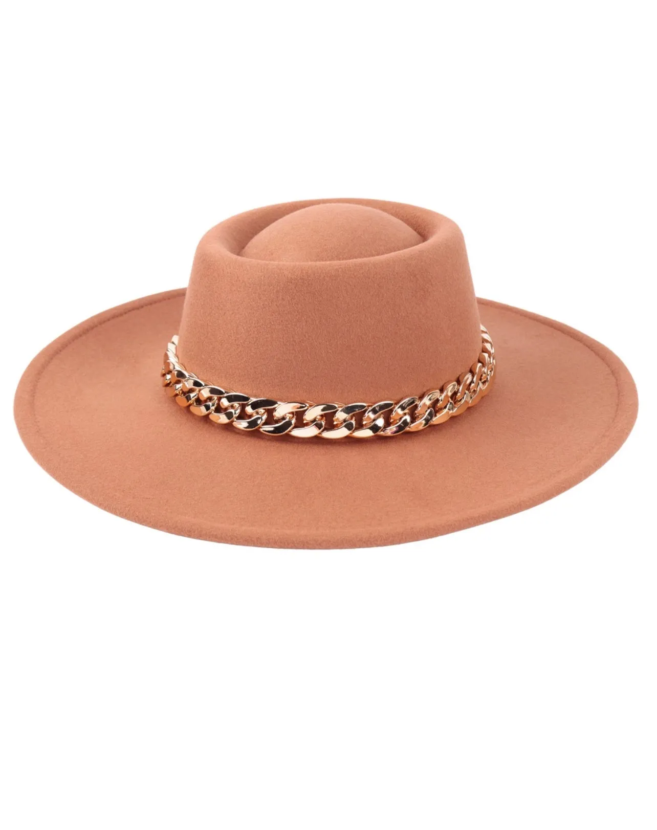 Felt fedora hat with chain