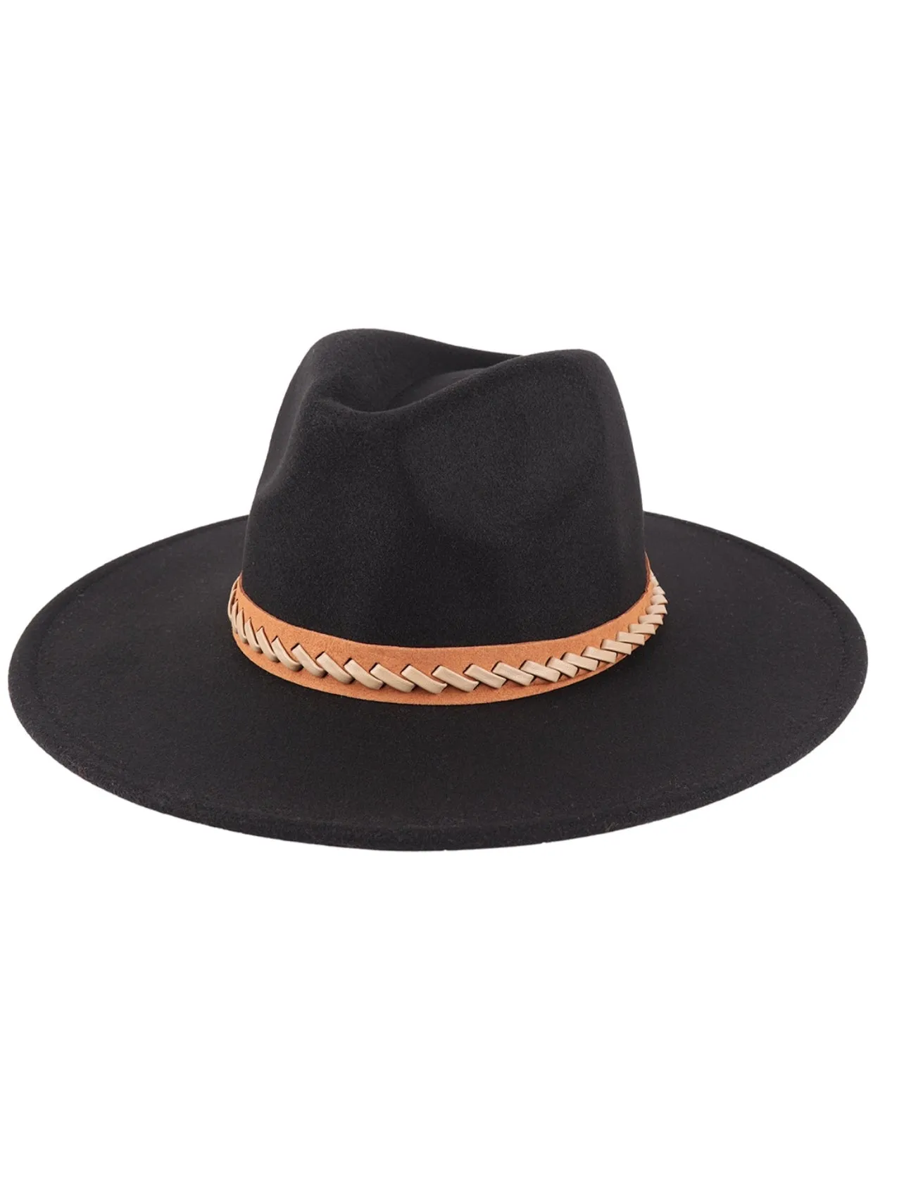 Felt Fedora hat with leather