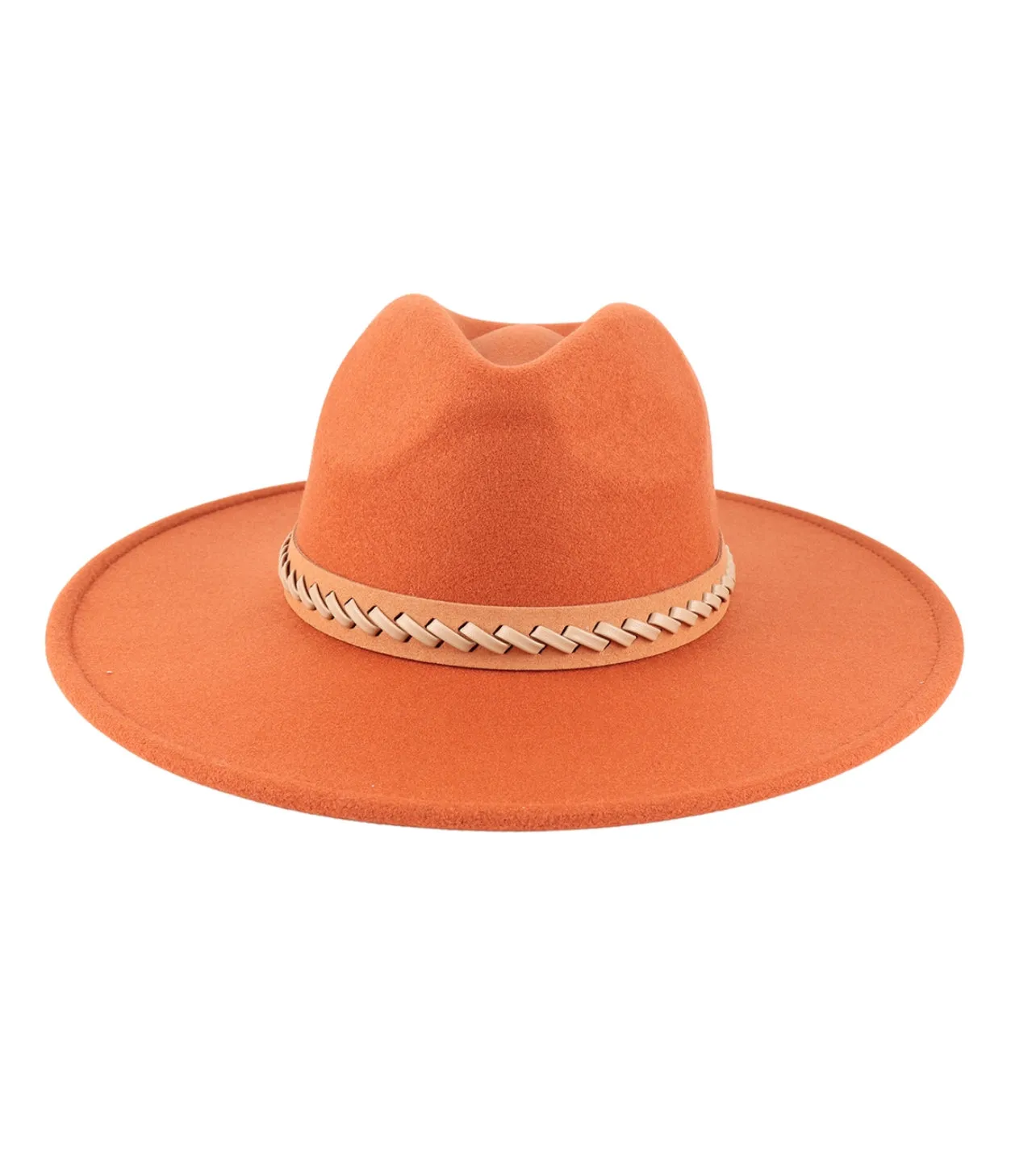 Felt Fedora hat with leather