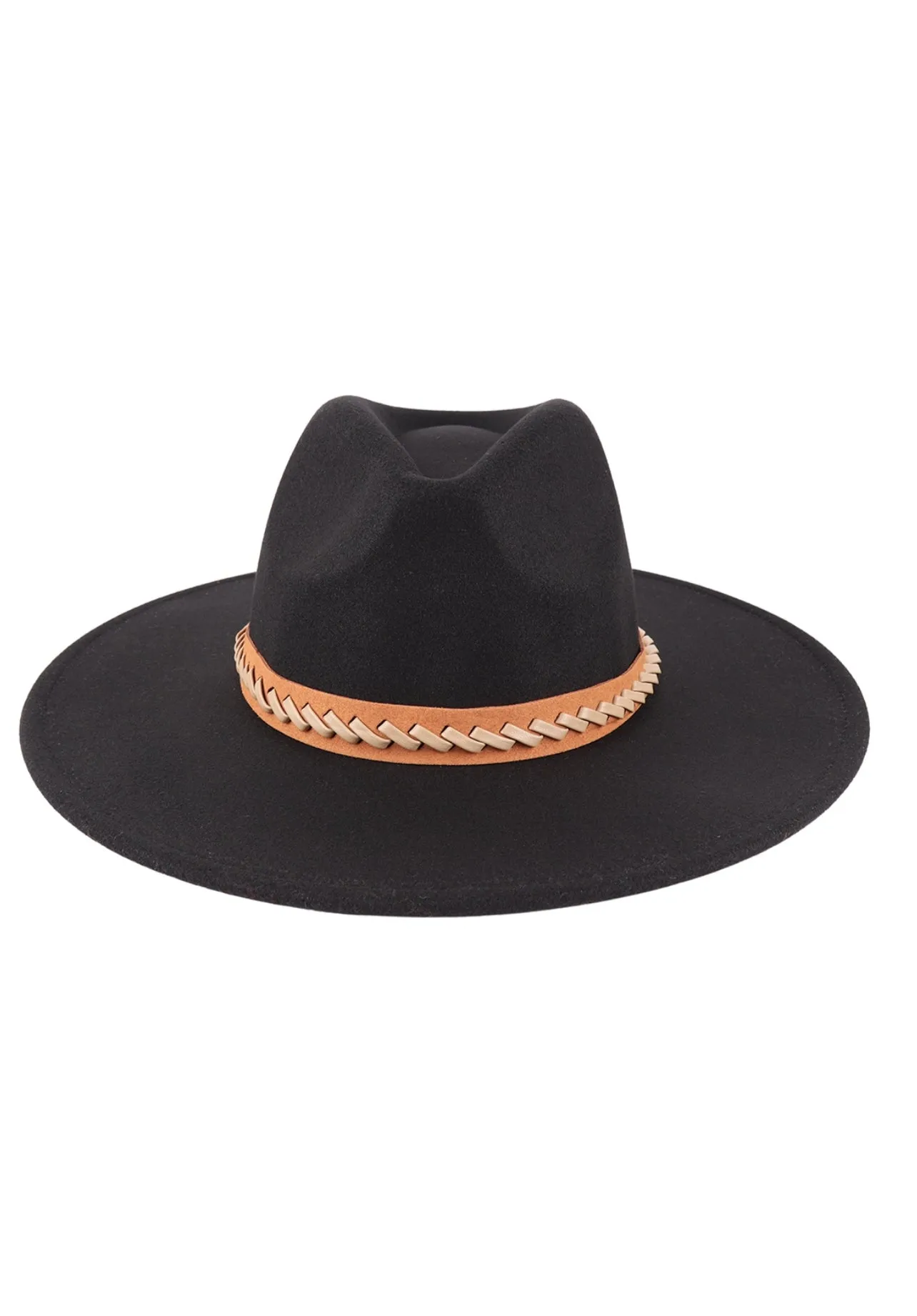 Felt Fedora hat with leather