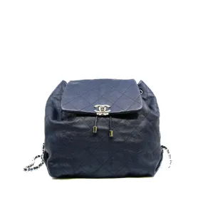 Grained Calfskin Navy Stitched Braided Backpack SHW Seri 25