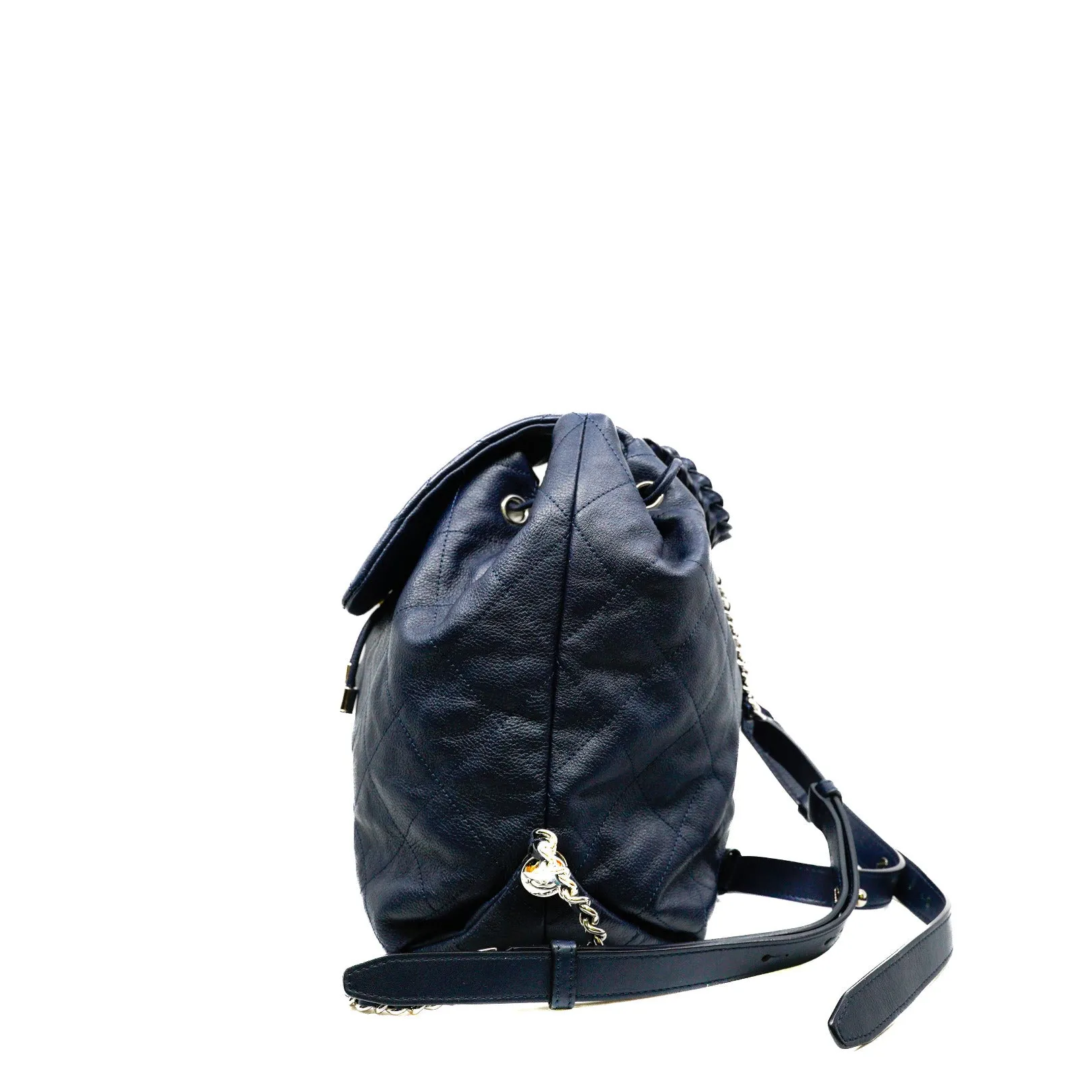 Grained Calfskin Navy Stitched Braided Backpack SHW Seri 25