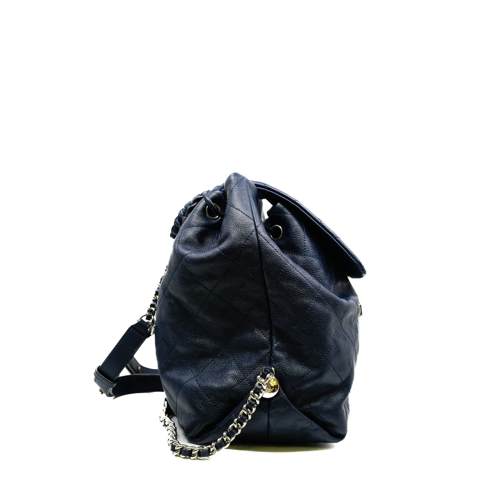 Grained Calfskin Navy Stitched Braided Backpack SHW Seri 25