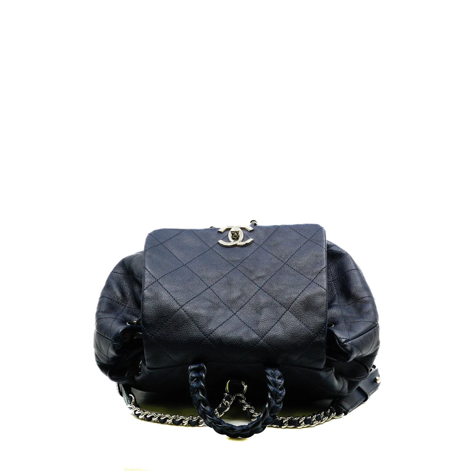 Grained Calfskin Navy Stitched Braided Backpack SHW Seri 25