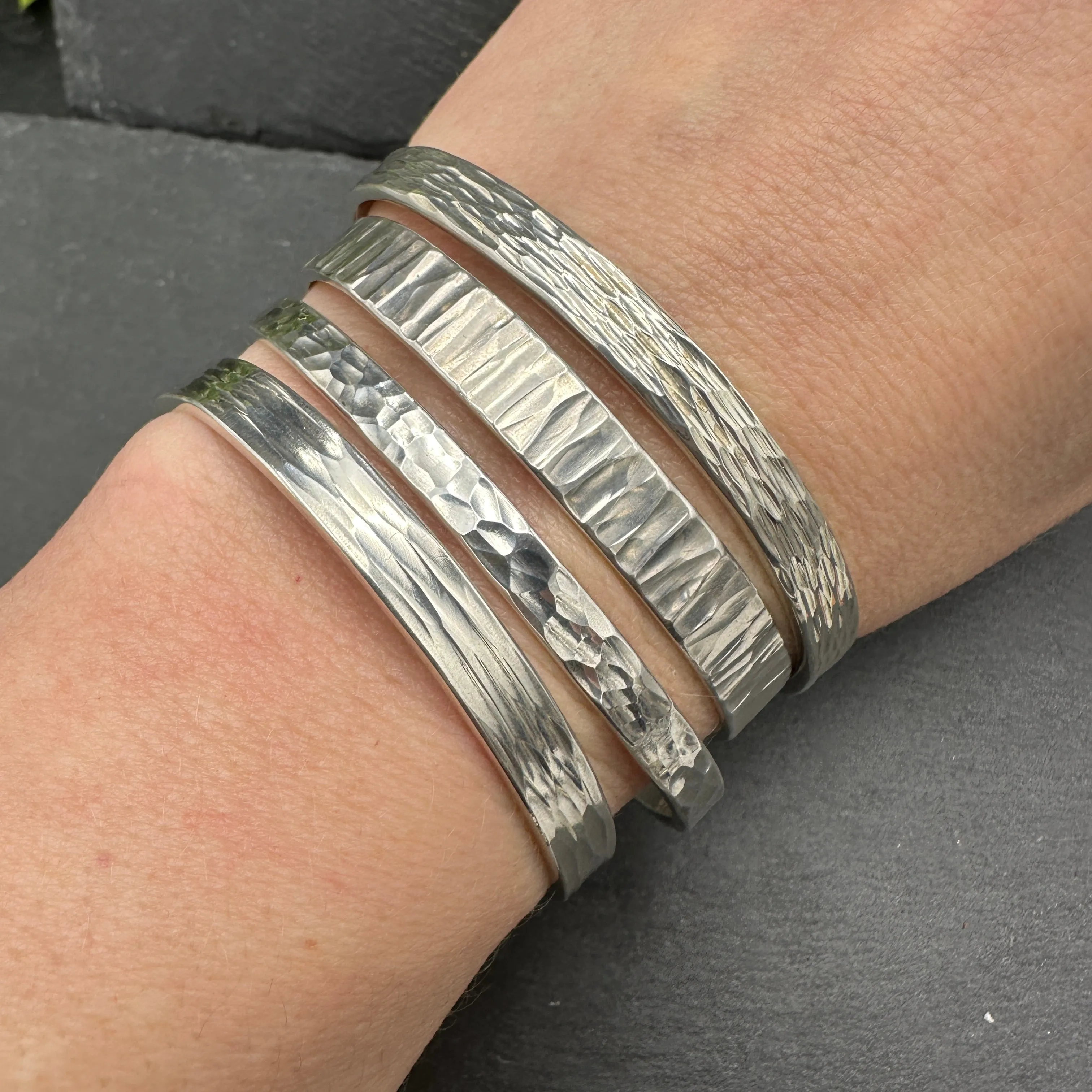Hammered Sterling Silver Bracelets