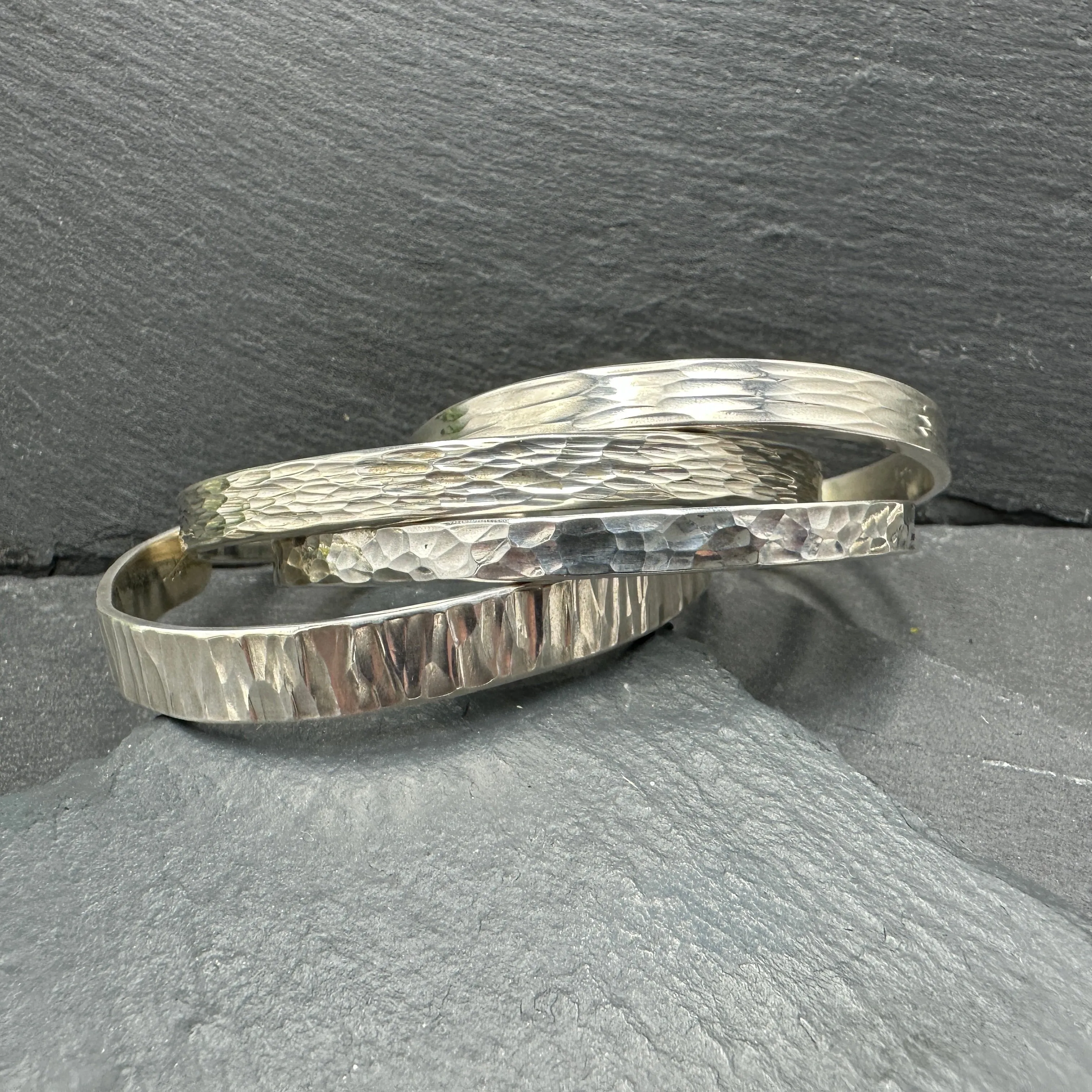 Hammered Sterling Silver Bracelets