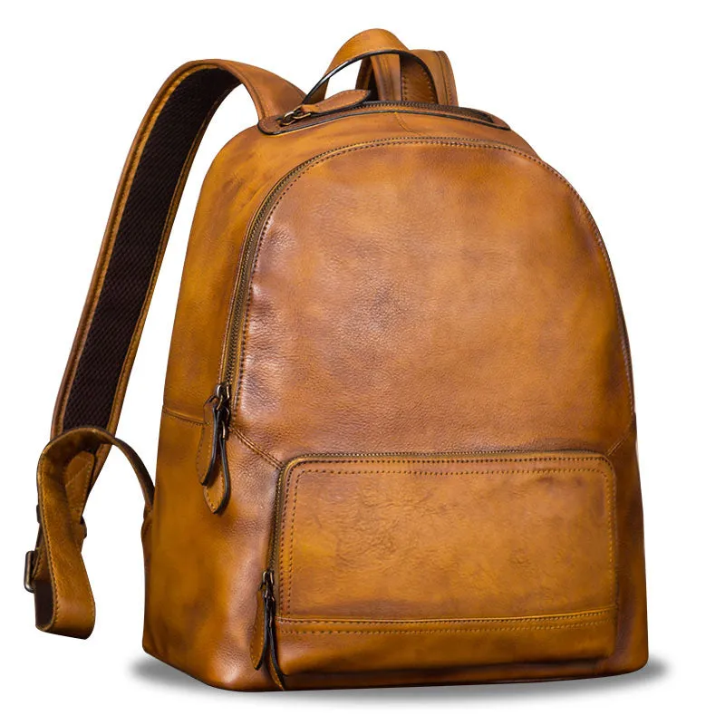 Handmade Womens Blue Leather Backpack Purse School Bags for Women