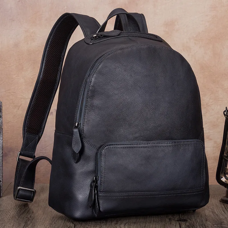 Handmade Womens Blue Leather Backpack Purse School Bags for Women