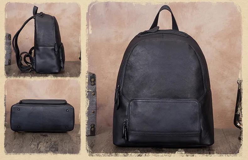 Handmade Womens Blue Leather Backpack Purse School Bags for Women
