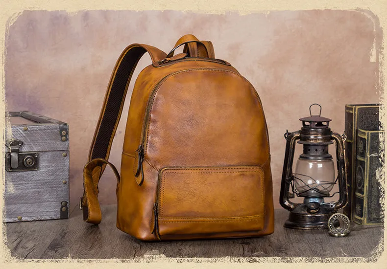 Handmade Womens Blue Leather Backpack Purse School Bags for Women