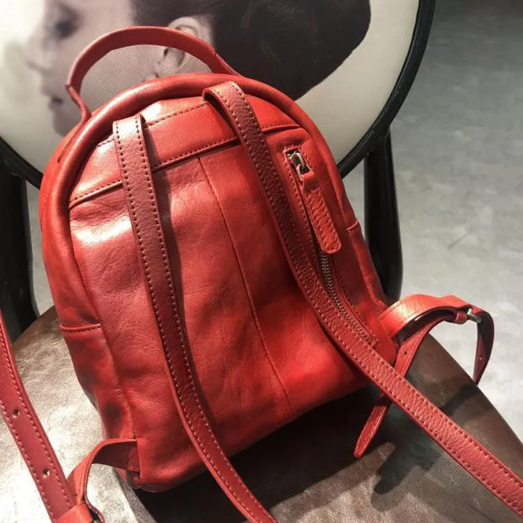 Handmade Womens Nice Leather Backpacks Small Rucksack Purse for Women