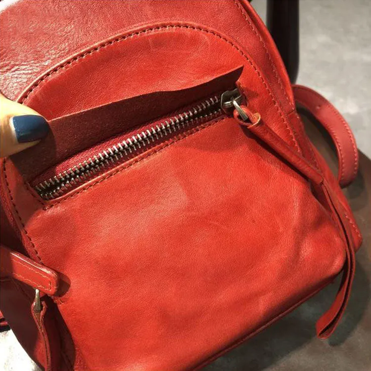 Handmade Womens Nice Leather Backpacks Small Rucksack Purse for Women