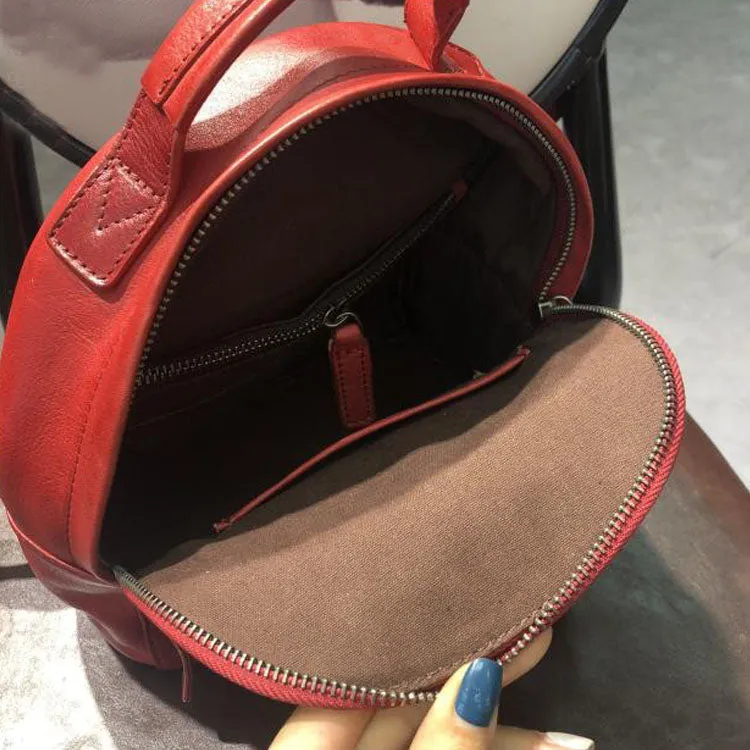 Handmade Womens Nice Leather Backpacks Small Rucksack Purse for Women