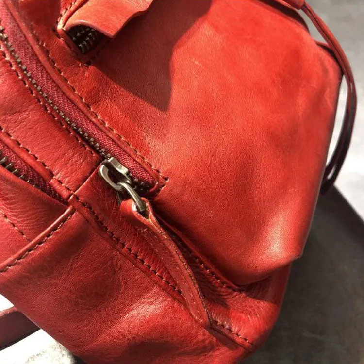 Handmade Womens Nice Leather Backpacks Small Rucksack Purse for Women