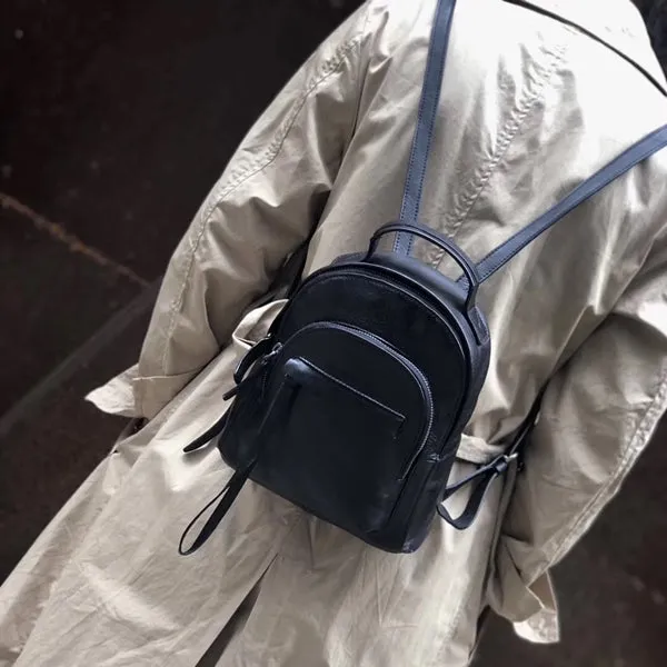 Handmade Womens Nice Leather Backpacks Small Rucksack Purse for Women