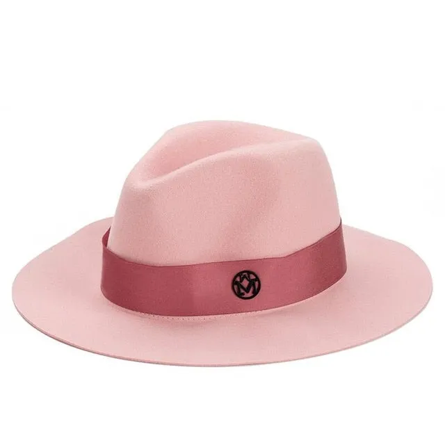 Ladies pink wool feodra hats