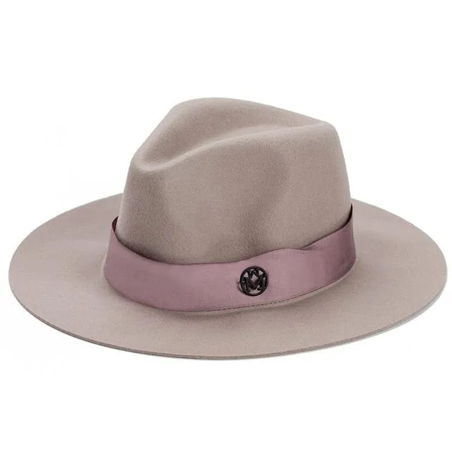 Ladies pink wool feodra hats