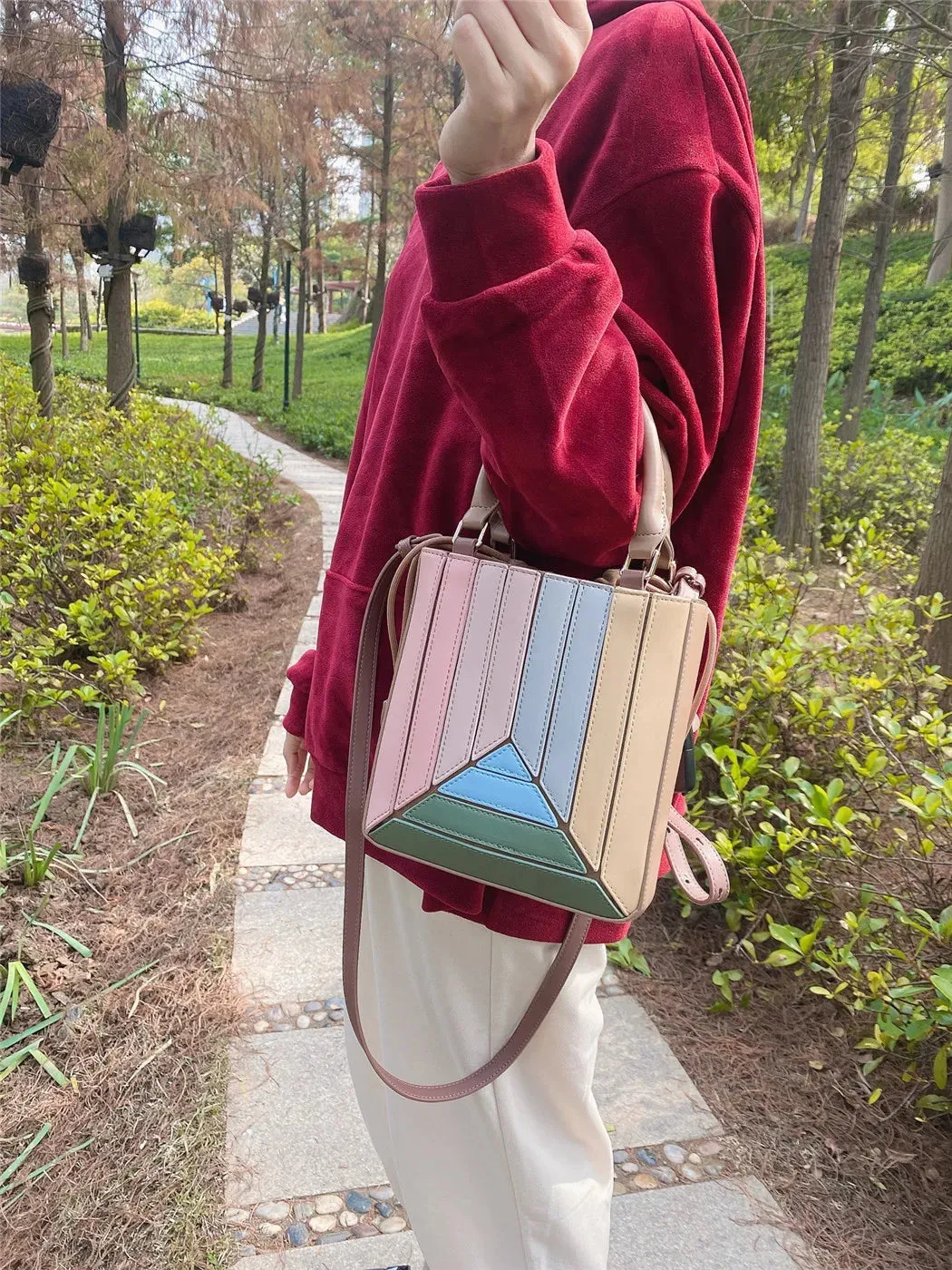 Panelled small handbag