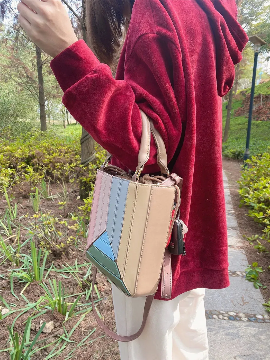 Panelled small handbag