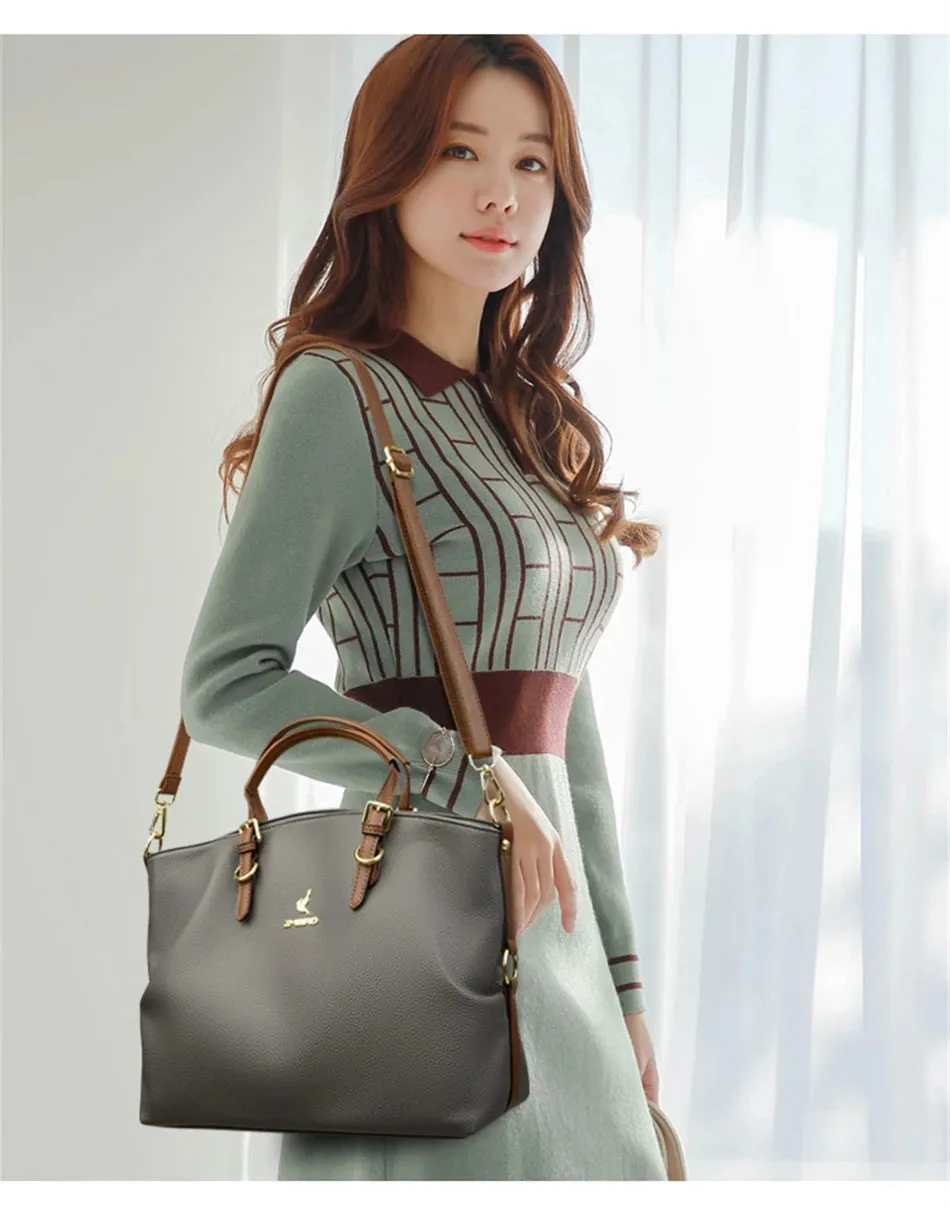 PU leather solid colour shoulder Bags