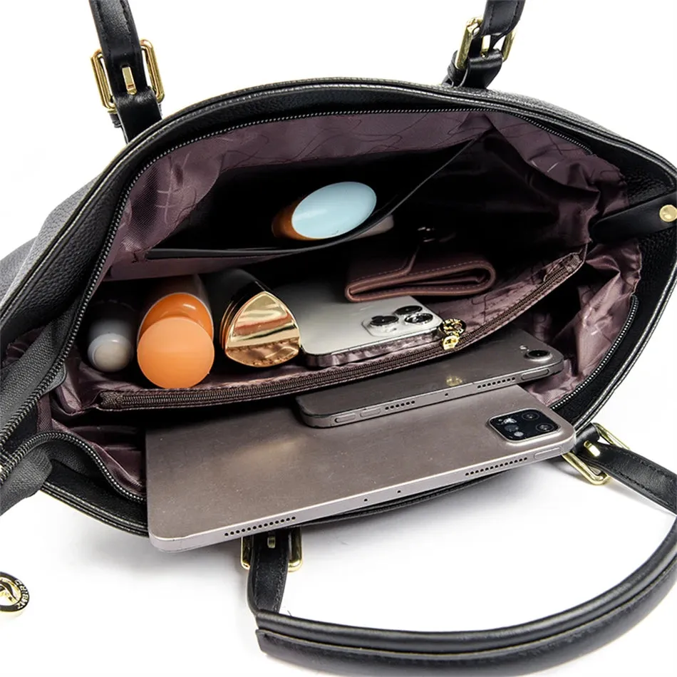 PU leather solid colour shoulder Bags