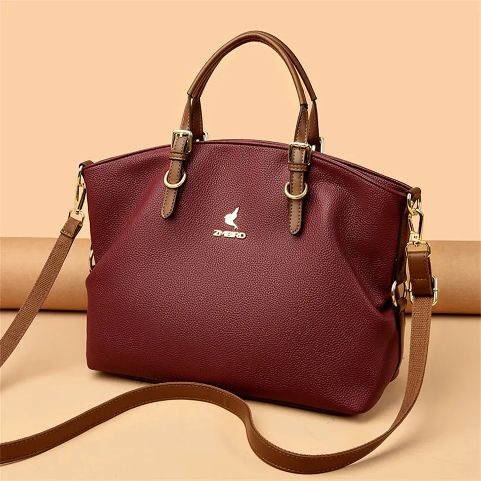 PU leather solid colour shoulder Bags