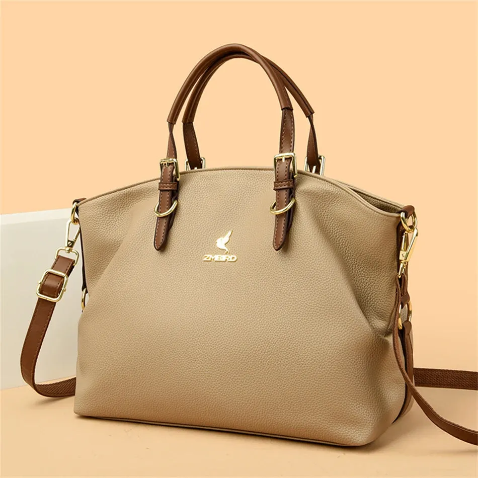 PU leather solid colour shoulder Bags