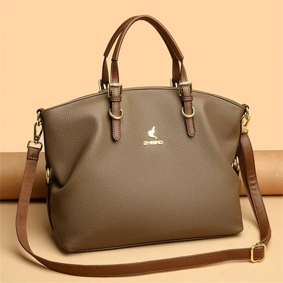 PU leather solid colour shoulder Bags