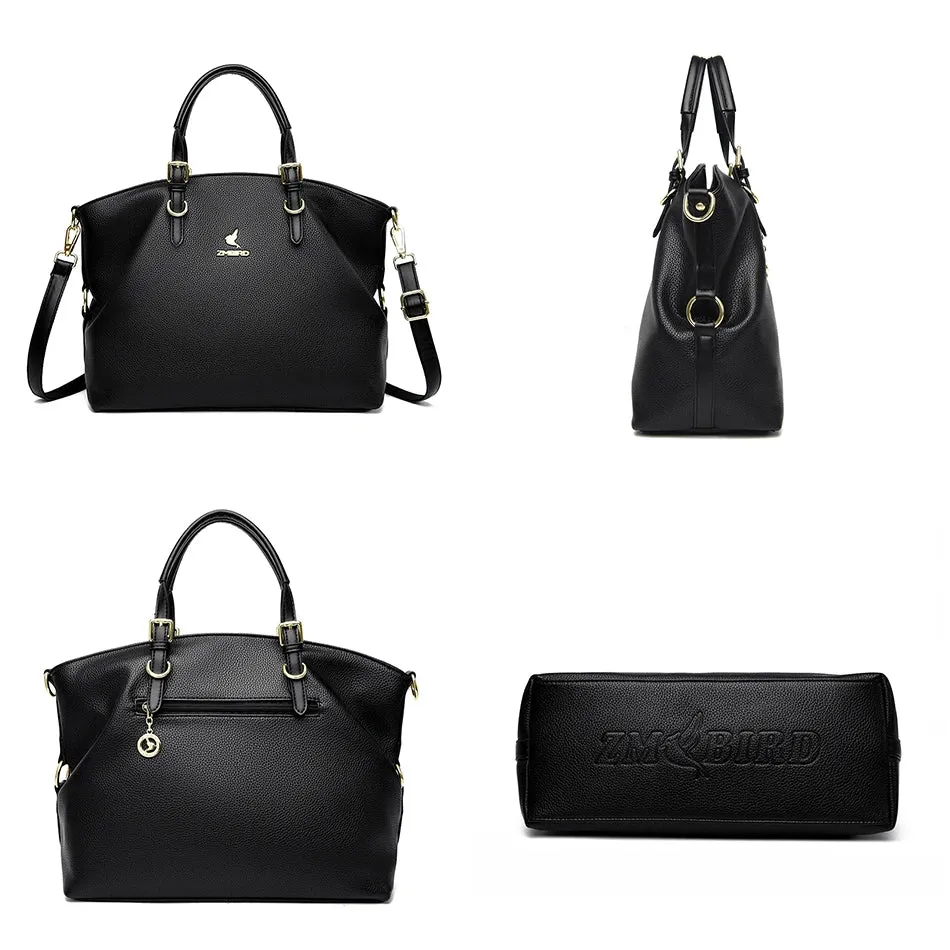 PU leather solid colour shoulder Bags