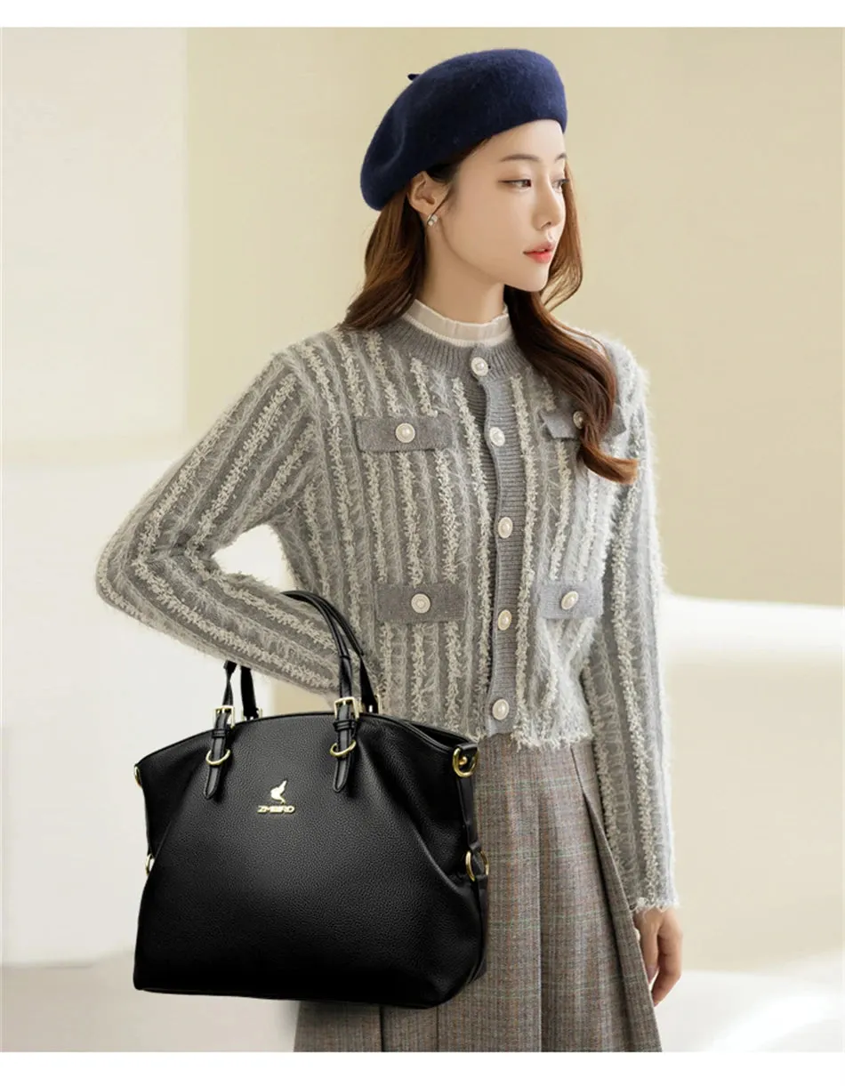 PU leather solid colour shoulder Bags