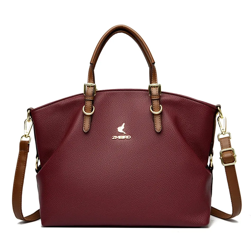PU leather solid colour shoulder Bags