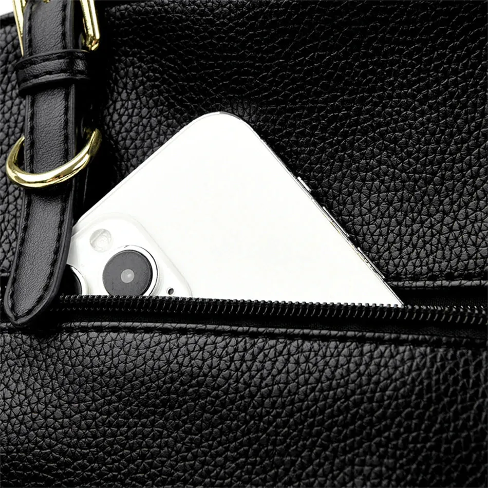 PU leather solid colour shoulder Bags