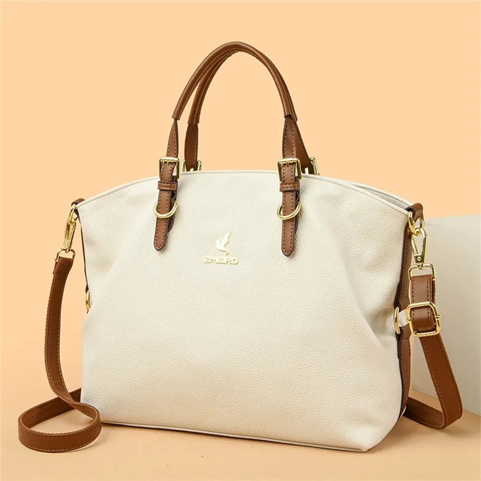 PU leather solid colour shoulder Bags