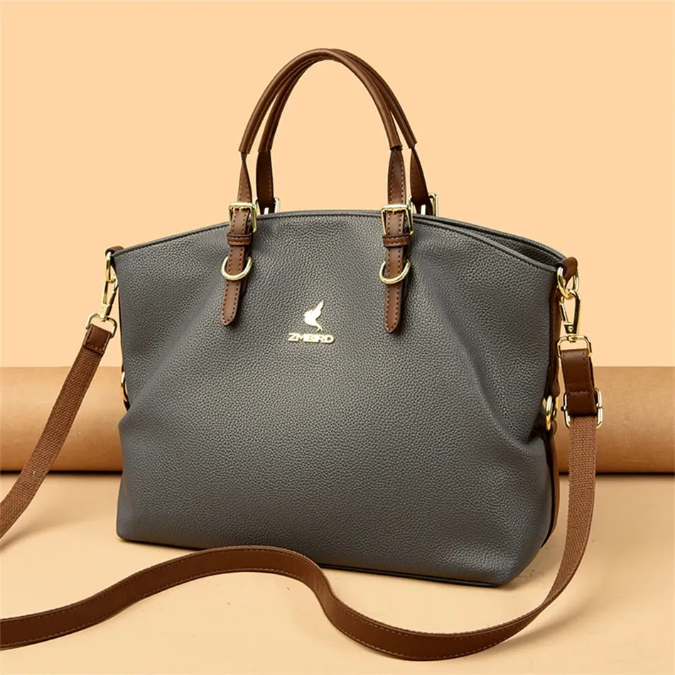 PU leather solid colour shoulder Bags